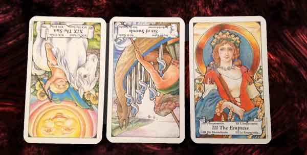 Sun, 6 of Swords, The Empress