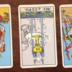 3 of Cups, Ace of Cups, 5 of Wands