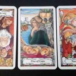 10 of Pentacles, 5 of Cups, 2 of Rods